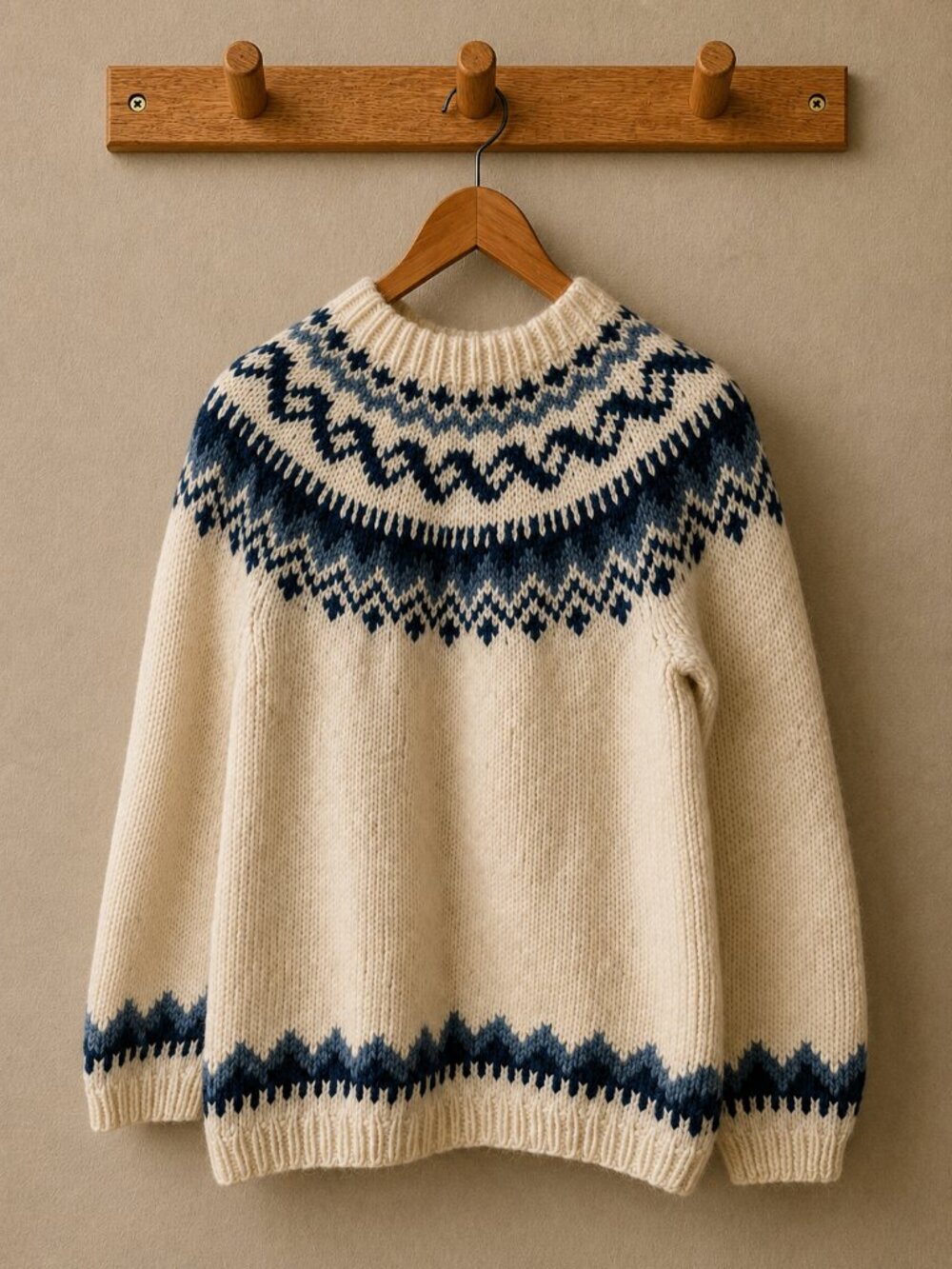 Vintage Hand-Knitted Norwegian Wool Sweater | O. Allers A/S Bergen, Norway